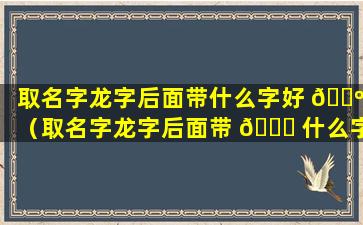 取名字龙字后面带什么字好 🐺 （取名字龙字后面带 🐛 什么字好听男孩）